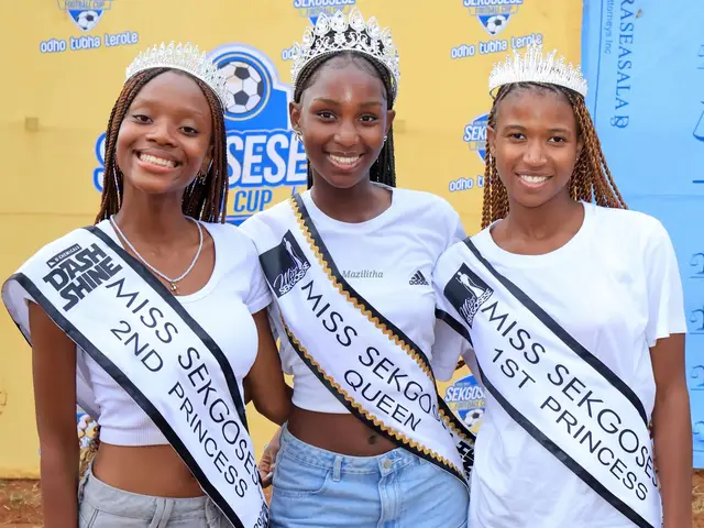 Miss Sekgosese Queen, 1st Princess and 2nd Princess in their sashes and crowns
